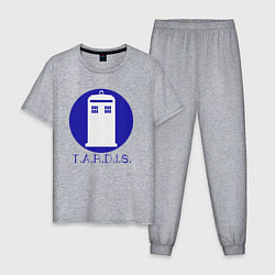 Пижама хлопковая мужская Blue tardis, цвет: меланж