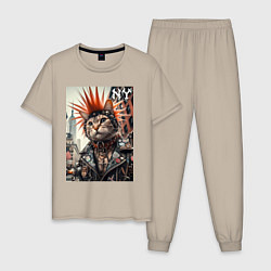 Мужская пижама Котяра панк из Нью-Йорка - нейросеть