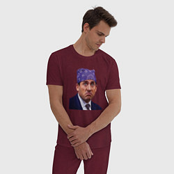 Пижама хлопковая мужская Prison mike Michael Scott офис, цвет: меланж-бордовый — фото 2