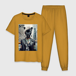 Мужская пижама Молодая пантера - модница из Нью-Йорка