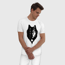 Пижама хлопковая мужская Волки одина фреки и гери, цвет: белый — фото 2