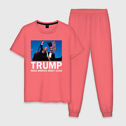Пижама хлопковая мужская Дональд Трамп, цвет: коралловый