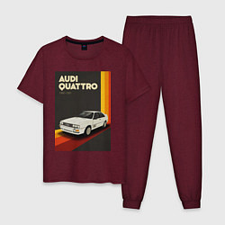 Пижама хлопковая мужская Audi Quattro автомобиль, цвет: меланж-бордовый