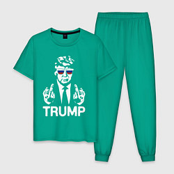 Пижама хлопковая мужская Трамп наш, цвет: зеленый