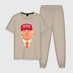 Пижама хлопковая мужская Trump - America, цвет: миндальный