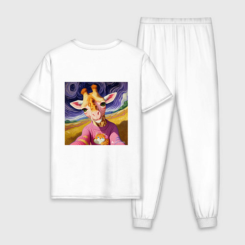 Мужская пижама Селфи жирафа / Белый – фото 2