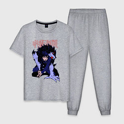 Пижама хлопковая мужская Магическая битва Мегуми гончая, цвет: меланж