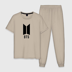 Пижама хлопковая мужская BTS знак, цвет: миндальный