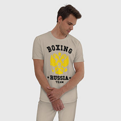 Пижама хлопковая мужская Boxing Russia Team, цвет: миндальный — фото 2
