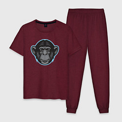 Пижама хлопковая мужская Funny monkey, цвет: меланж-бордовый