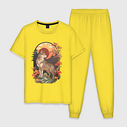 Мужская пижама Волк в лесу в японском стиле