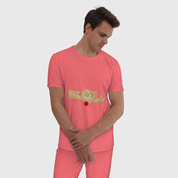 Пижама хлопковая мужская Игра в кости, цвет: коралловый — фото 2