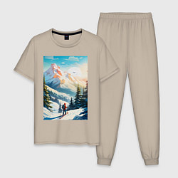 Мужская пижама Лыжник в горах