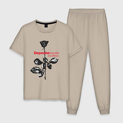 Пижама хлопковая мужская Depeche Mode - Violator black rose, цвет: миндальный