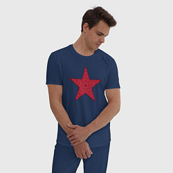 Пижама хлопковая мужская USSR red star, цвет: тёмно-синий — фото 2