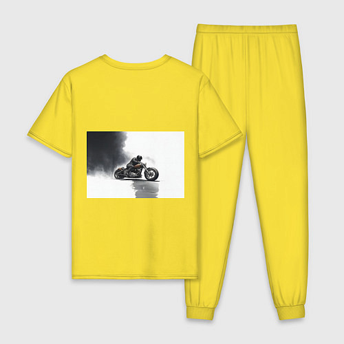 Мужская пижама Крутой байкер скетч / Желтый – фото 2