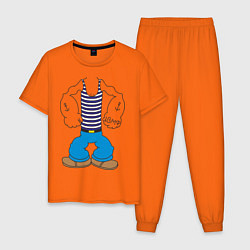 Пижама хлопковая мужская Тело морячка, цвет: оранжевый