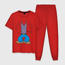 Пижама хлопковая мужская Тело морячка, цвет: красный