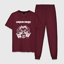 Пижама хлопковая мужская Linkin Park rock dog, цвет: меланж-бордовый