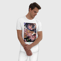 Пижама хлопковая мужская Клинок рассекающий демонов Тандзиро Камадо, цвет: белый — фото 2