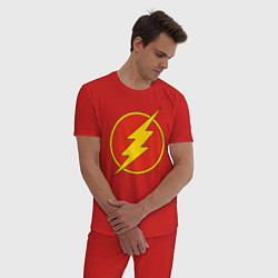 Пижама хлопковая мужская Flash logo, цвет: красный — фото 2