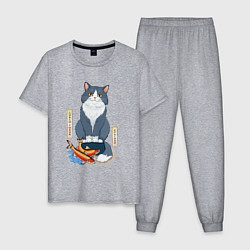 Пижама хлопковая мужская Ловлю рыбов красиво, цвет: меланж
