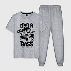 Пижама хлопковая мужская Drum n Bass: More Bass, цвет: меланж