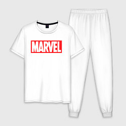 Пижама хлопковая мужская Marvel logo, цвет: белый