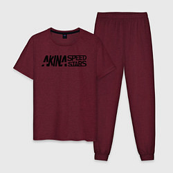 Пижама хлопковая мужская Akina speed star, цвет: меланж-бордовый