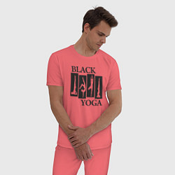 Пижама хлопковая мужская Yoga black, цвет: коралловый — фото 2