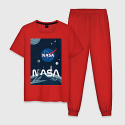 Пижама хлопковая мужская NASA в космосе, цвет: красный