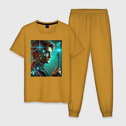 Пижама хлопковая мужская Harry Potter - cyberpunk fantasy, цвет: горчичный