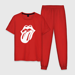 Пижама хлопковая мужская Rolling Stones - white logo, цвет: красный