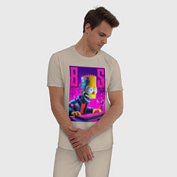 Пижама хлопковая мужская Bart Simpson - cyber gamer, цвет: миндальный — фото 2
