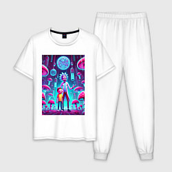 Мужская пижама Rick and Morty among neon mushrooms - ai art fanta