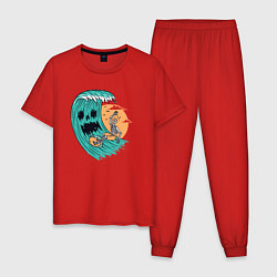 Пижама хлопковая мужская Skeletor surfer, цвет: красный