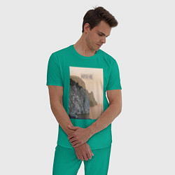 Пижама хлопковая мужская Горная душа, цвет: зеленый — фото 2