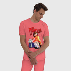 Пижама хлопковая мужская Момо Аясэ: Турбо Бабка, цвет: коралловый — фото 2