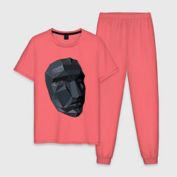 Пижама хлопковая мужская Boss mask, цвет: коралловый