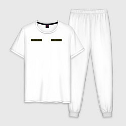 Пижама хлопковая мужская Шеврон: уже сил 0 - дедушка, цвет: белый