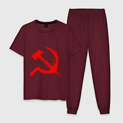 Пижама хлопковая мужская Sickle and hammer red paint, цвет: меланж-бордовый