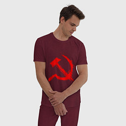 Пижама хлопковая мужская Sickle and hammer red paint, цвет: меланж-бордовый — фото 2