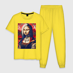 Мужская пижама Мона Лиза - панк в татухах