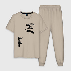 Мужская пижама Девочка и дракончики