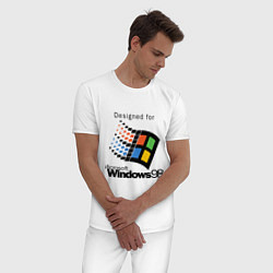 Пижама хлопковая мужская Предназначен для windows 98, цвет: белый — фото 2