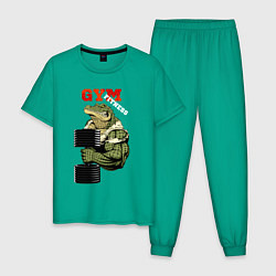 Пижама хлопковая мужская GYM fitness - crocodile, цвет: зеленый