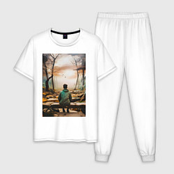 Мужская пижама Мальчик на скамейке