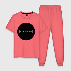 Пижама хлопковая мужская Blackpink logotype - group of South Korea, цвет: коралловый