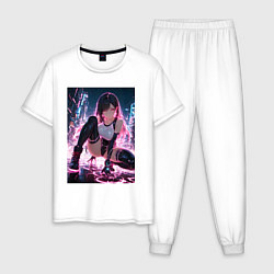 Пижама хлопковая мужская Тифа Локхарт из Final Fantasy VII в стиле киберпан, цвет: белый