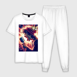 Пижама хлопковая мужская Mick Jagger is vocalist of the Rolling Stones, цвет: белый